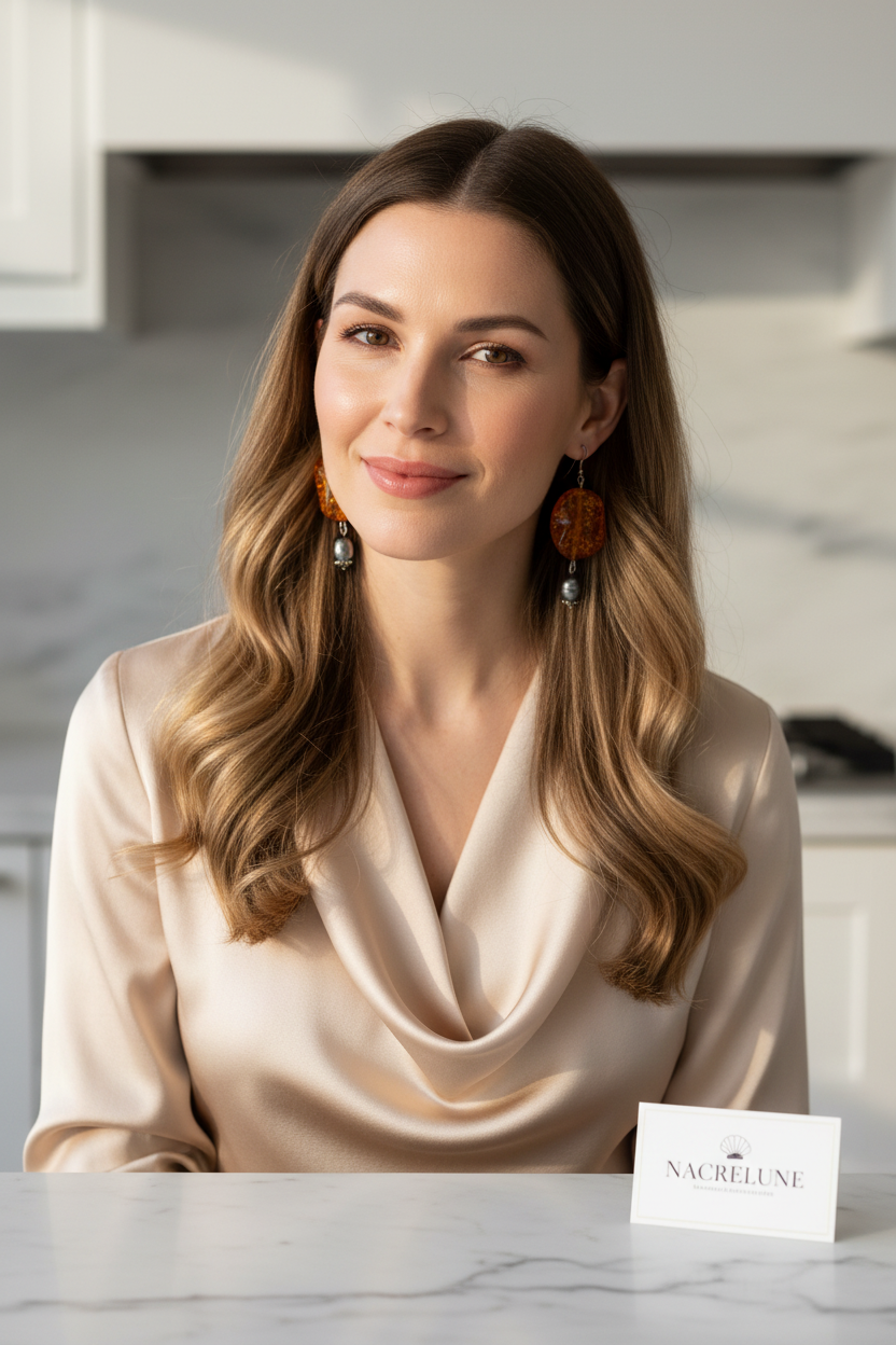 Boucles d'Oreilles Ambre Perles Culture Noires Naturelles nacrelune.com boucles d'oreille