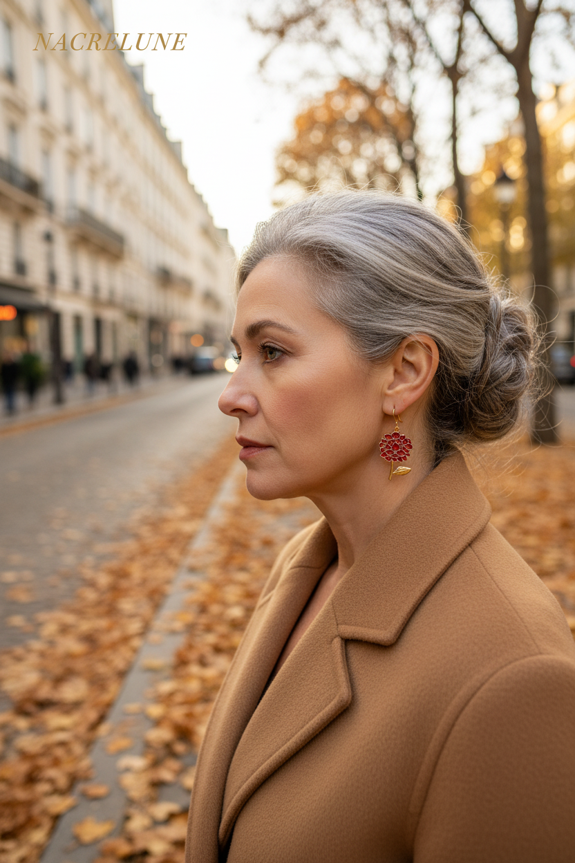 Boucles d'Oreille Arbre de Vie Rouge – Bijou Symbolique & Spirituel | NACRELUNE NACRELUNE Boucles d'oreille