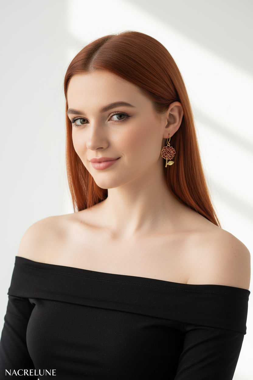 Boucles d'Oreille Arbre de Vie Rouge – Bijou Symbolique & Spirituel | NACRELUNE NACRELUNE Boucles d'oreille