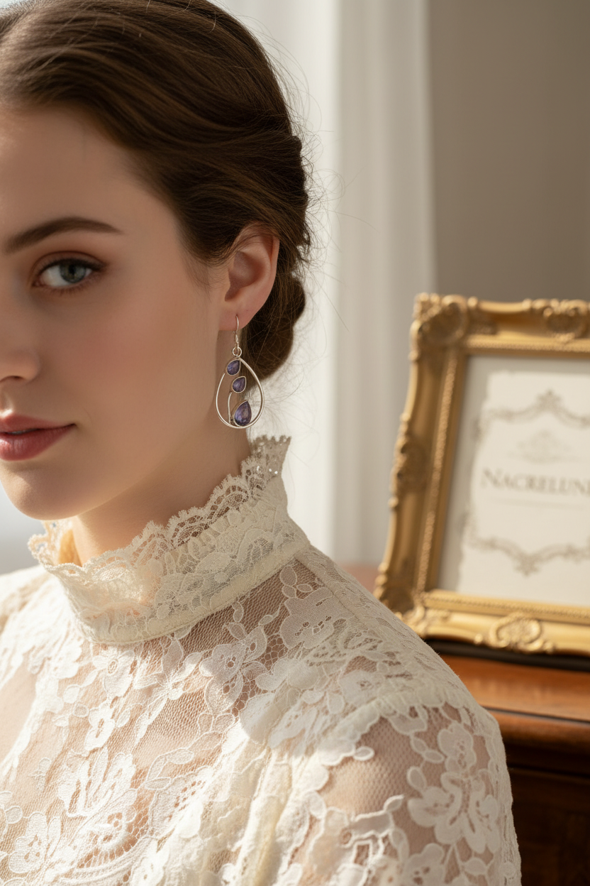 Boucles d’oreille en argent 925 : sélectionnez vos pierres, pierre de lune, améthyste ou citrine. nacrelune.com boucles d'oreille