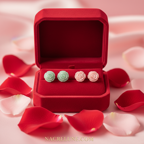 Boucles d’oreille en pierre naturelle : choisissez aventurine ou rhodochrosite nacrelune.com boucles d'oreille