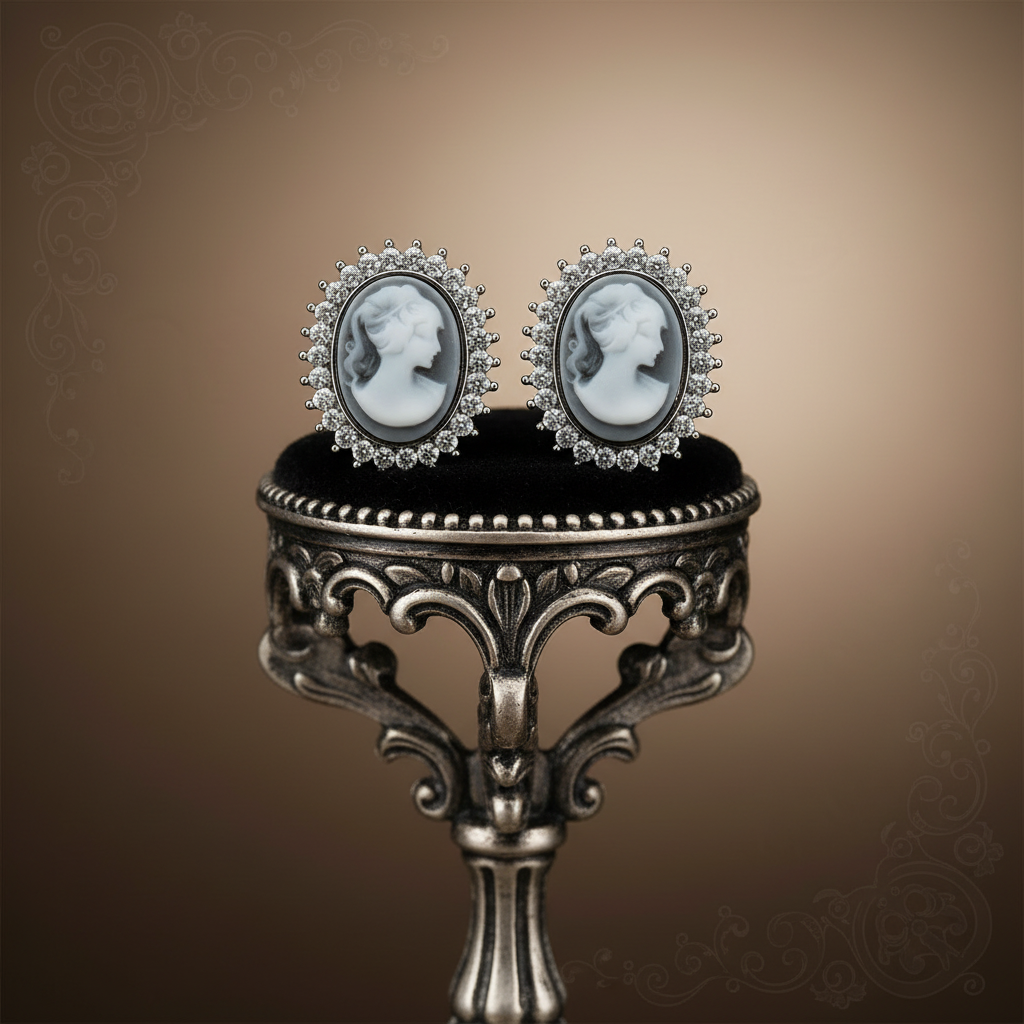 Boucles d'oreille camée fantaisie NACRELUNE boucles d'oreille