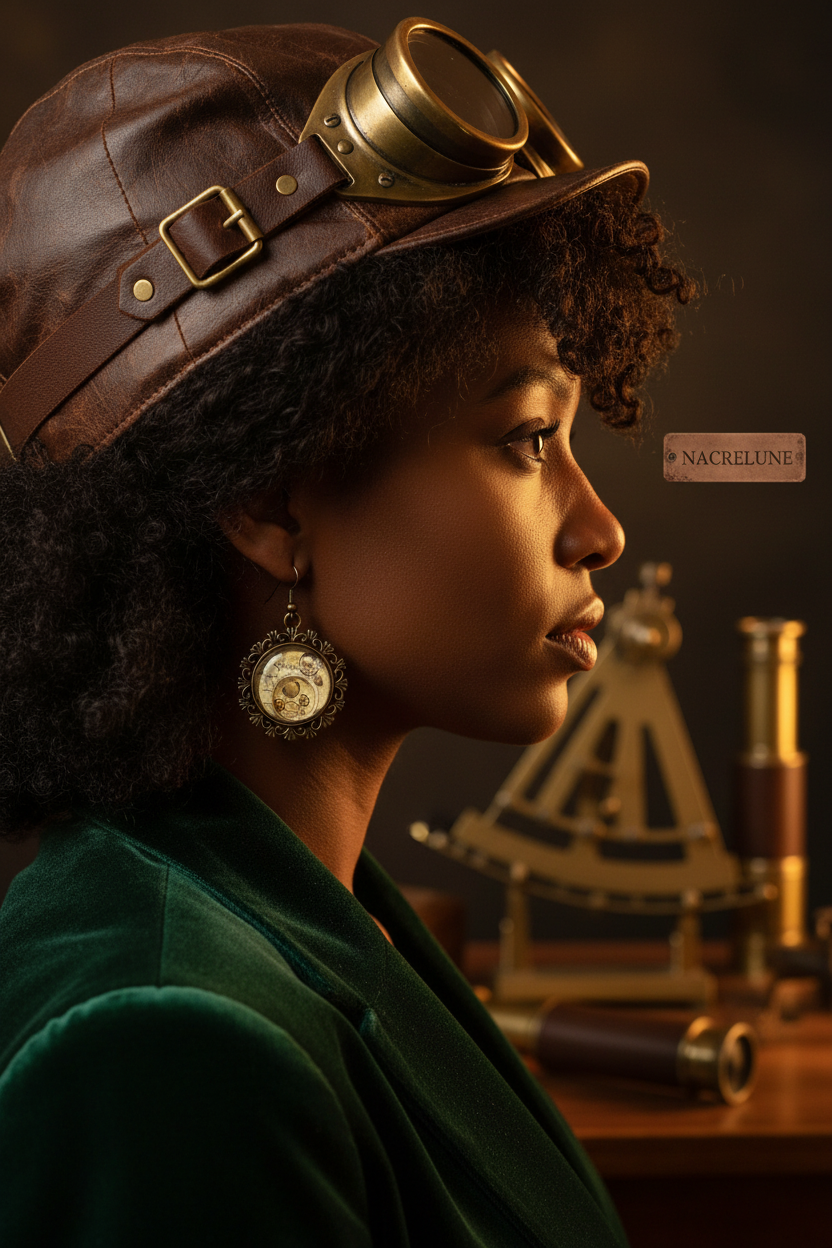 Boucles d’oreille avec camée steampunk nacrelune.com boucles d'oreille