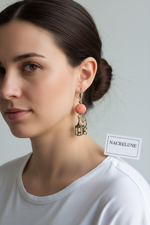 Boucles d'Oreilles Imitation Corail Rouge Élégant nacrelune.com boucles d'oreille