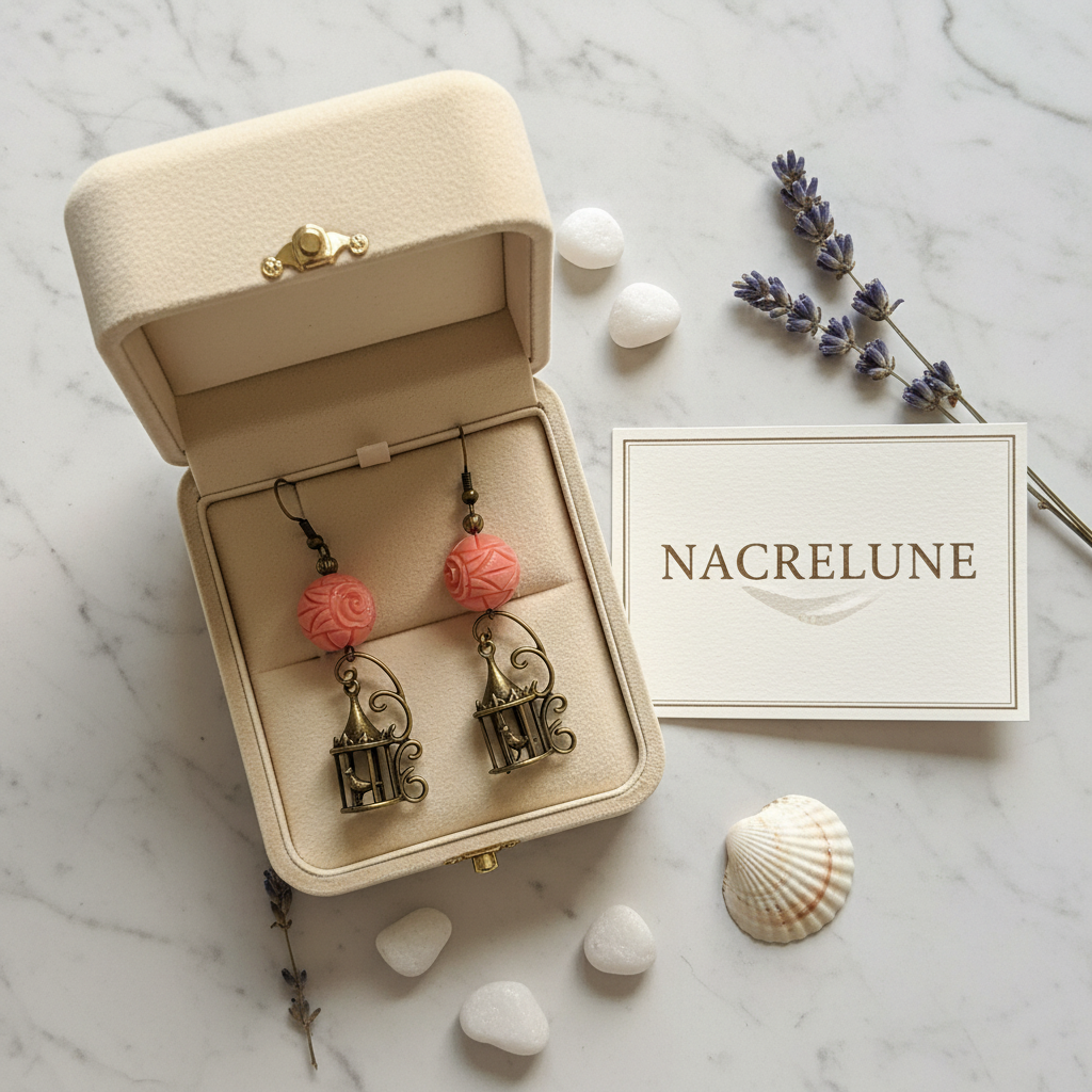 Boucles d'Oreilles Imitation Corail Rouge Élégant nacrelune.com boucles d'oreille