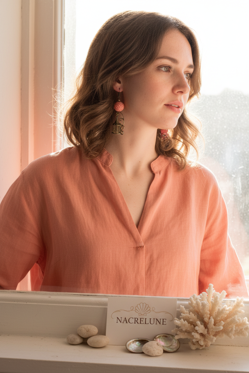 Boucles d'Oreilles Imitation Corail Rouge Élégant nacrelune.com boucles d'oreille