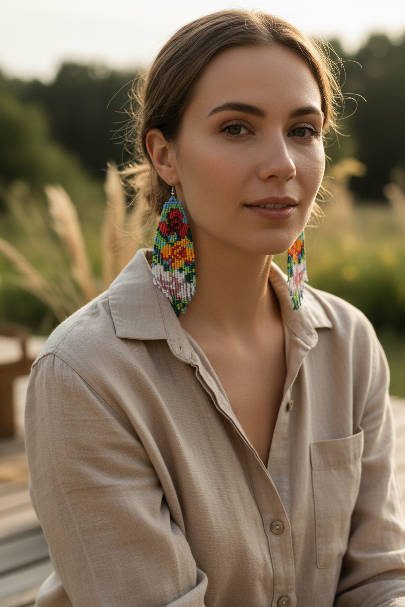 Boucles d’oreille tissage de perles nacrelune.com boucles d'oreille