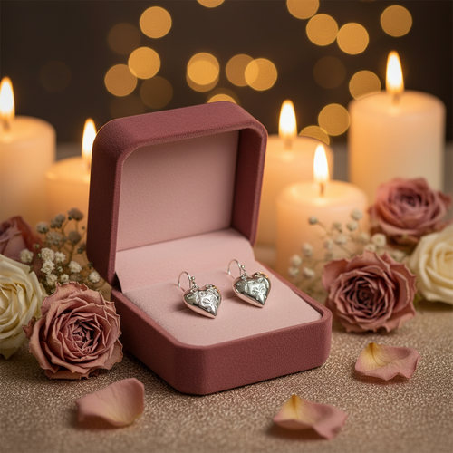 Boucles d’oreille en argent en forme de coeur nacrelune.com boucles d'oreille