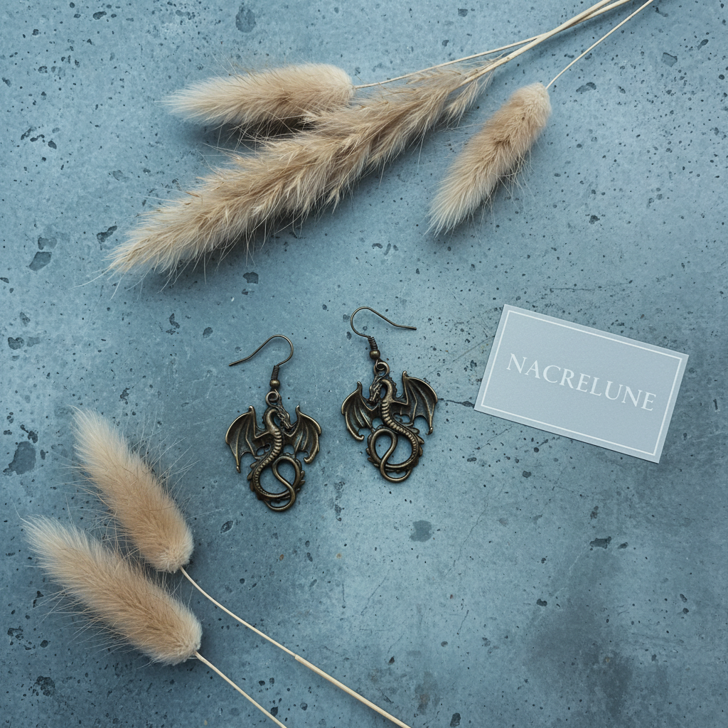 Boucles d'Oreilles Dragon nacrelune.com boucles d'oreille