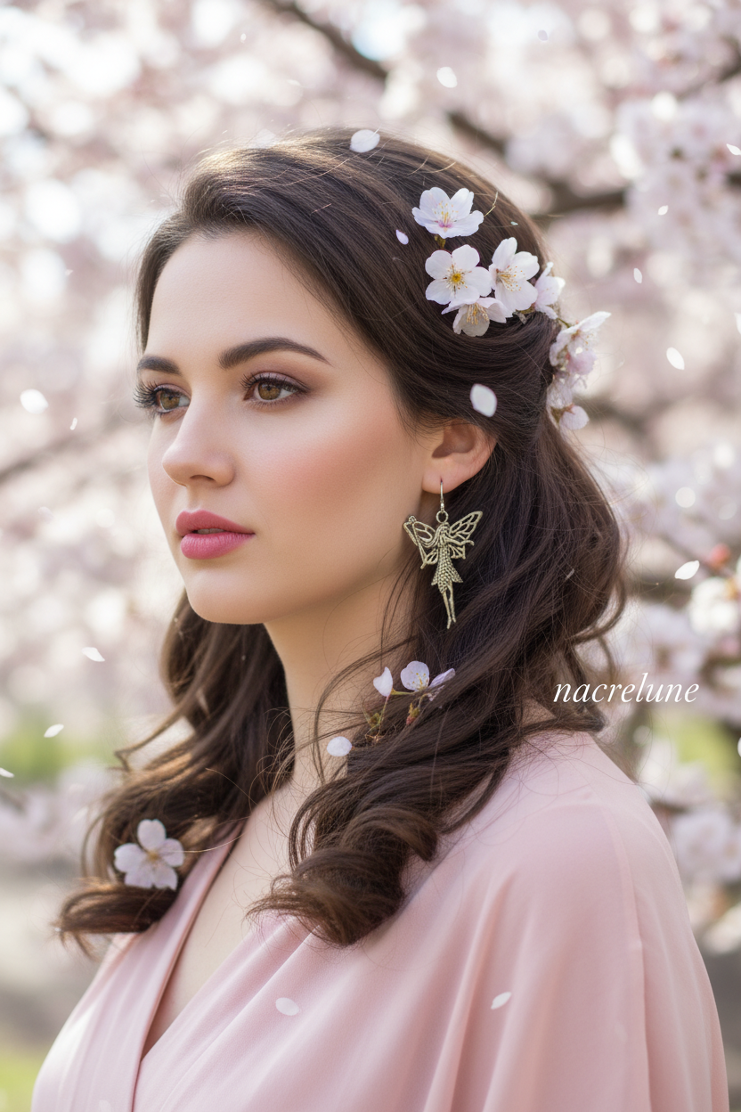 Boucles d'Oreille Fée Argentée Style Art Nouveau | Bijou Féerique – Nacrelune NACRELUNE boucles d'oreille