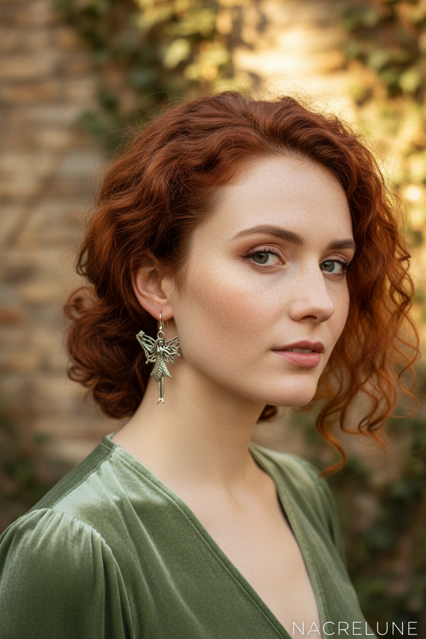 Boucles d'Oreille Fée Argentée Style Art Nouveau | Bijou Féerique – Nacrelune NACRELUNE boucles d'oreille
