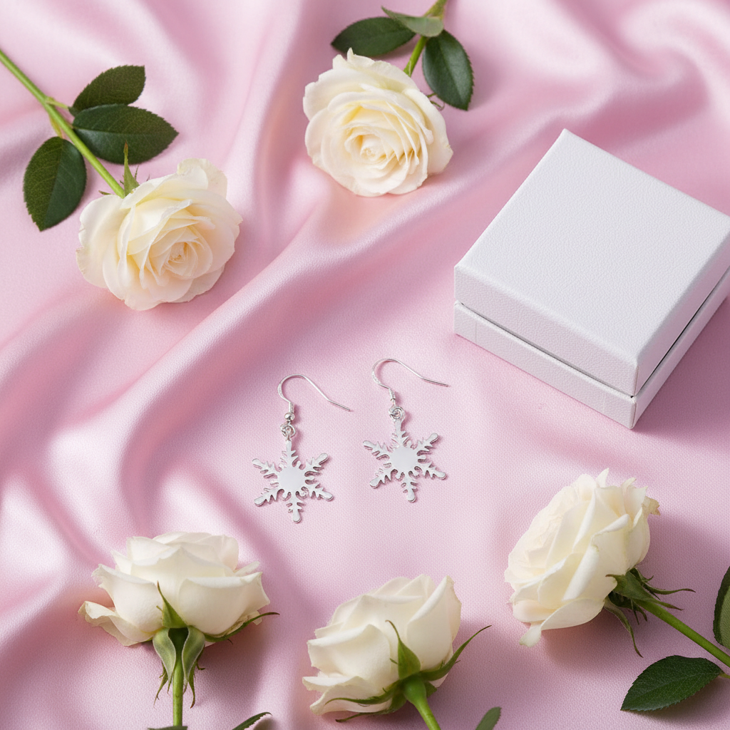 Boucles d'oreilles en argent 925 en forme de flocon nacrelune.com boucles d'oreille