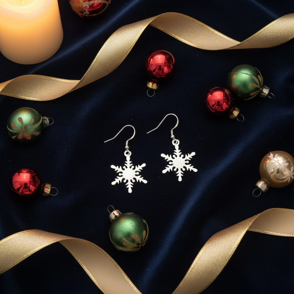 Boucles d'oreilles en argent 925 en forme de flocon nacrelune.com boucles d'oreille