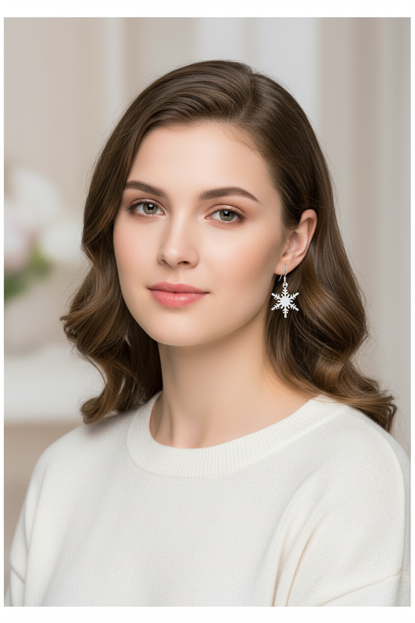 Boucles d'oreilles en argent 925 en forme de flocon nacrelune.com boucles d'oreille