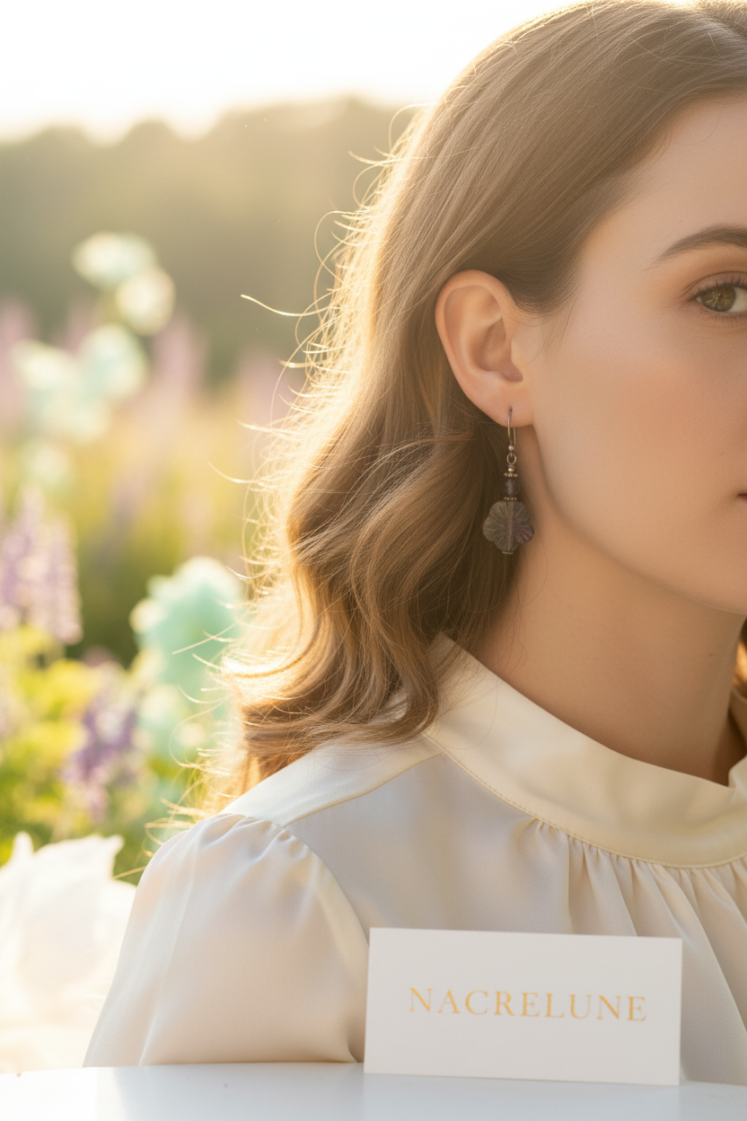 Boucles d'Oreilles Fluorine Pierre Naturelle Multicolore nacrelune.com boucles d'oreille