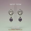 Boucles d'oreille en fluorite naturelle avec camée nacrelune.com boucles d'oreille