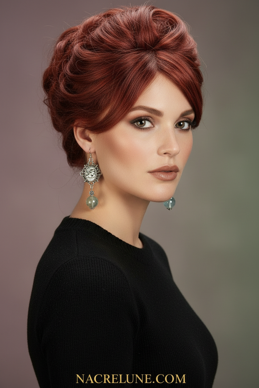 Boucles d'oreille en fluorite naturelle avec camée NACRELUNE boucles d'oreille