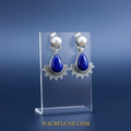 Boucles d'oreille en argent véritable avec lapis lazuli et perles nacrelune.com boucles d'oreille