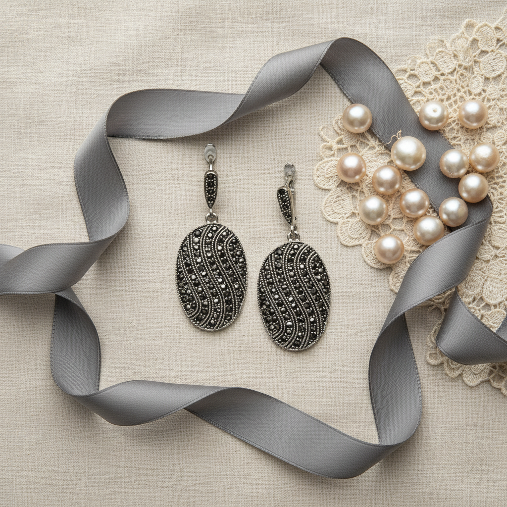 Boucles d’oreille en marcassites nacrelune.com boucles d'oreille
