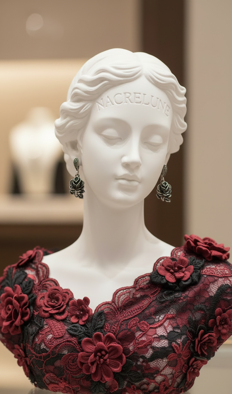 Boucles d'Oreille Argent et Marcassites Forme Rose – Bijou Floral Intemporel | NACRELUNE NACRELUNE boucles d'oreille