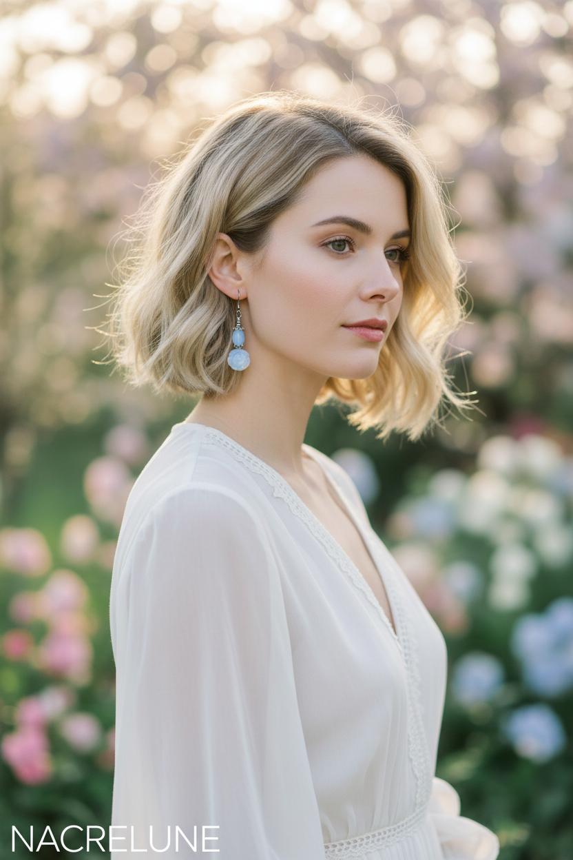 Boucles d'Oreille Fleurs en Opalite – Pierre Naturelle Iridescente | NACRELUNE nacrelune.com boucles d'oreille