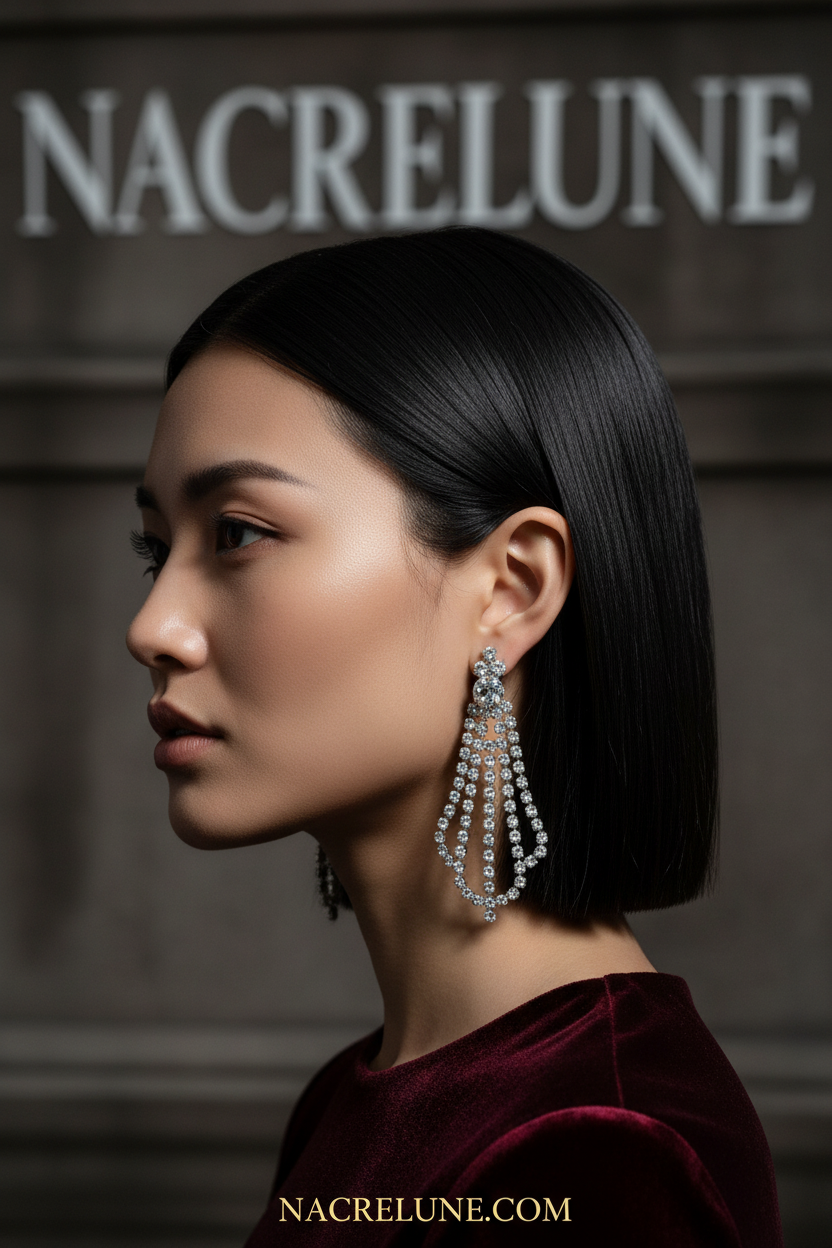 Très grandes boucles d’oreille clip en strass nacrelune.com boucles d'oreille