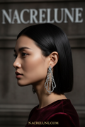 Très grandes boucles d’oreille clip en strass nacrelune.com boucles d'oreille