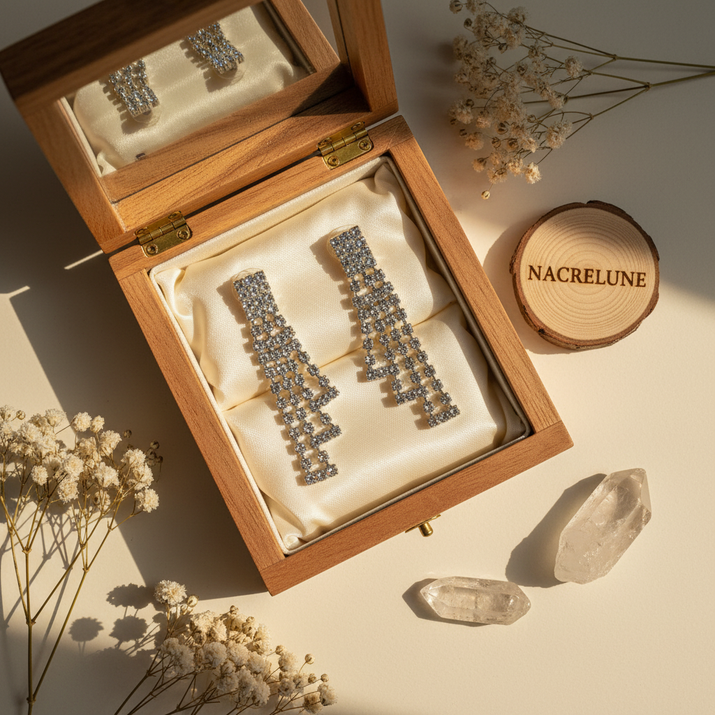 longues boucles d'oreille en strass en dégradé nacrelune.com boucles d'oreille