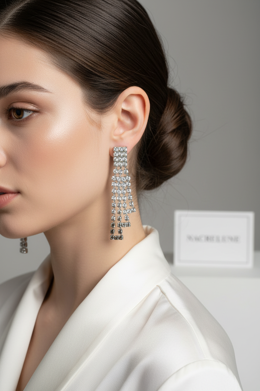 longues boucles d'oreille en strass en dégradé nacrelune.com boucles d'oreille