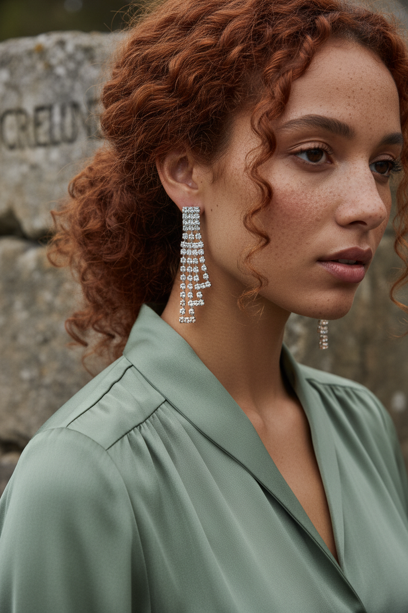 longues boucles d'oreille en strass en dégradé nacrelune.com boucles d'oreille