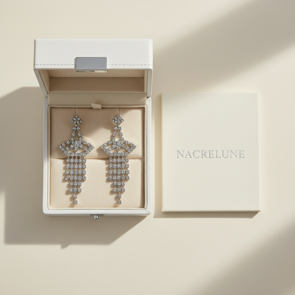 longues boucles d'oreille en strass forme pagode nacrelune.com boucles d'oreille