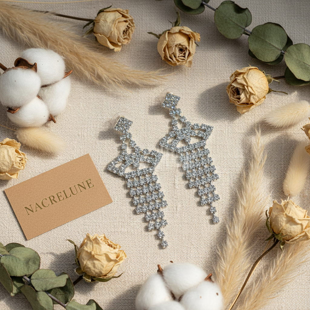 longues boucles d'oreille en strass forme pagode nacrelune.com boucles d'oreille