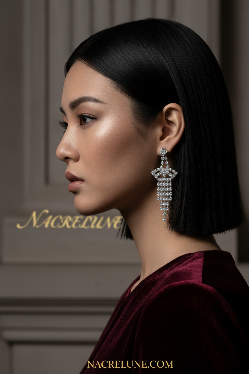 longues boucles d'oreille en strass forme pagode nacrelune.com boucles d'oreille