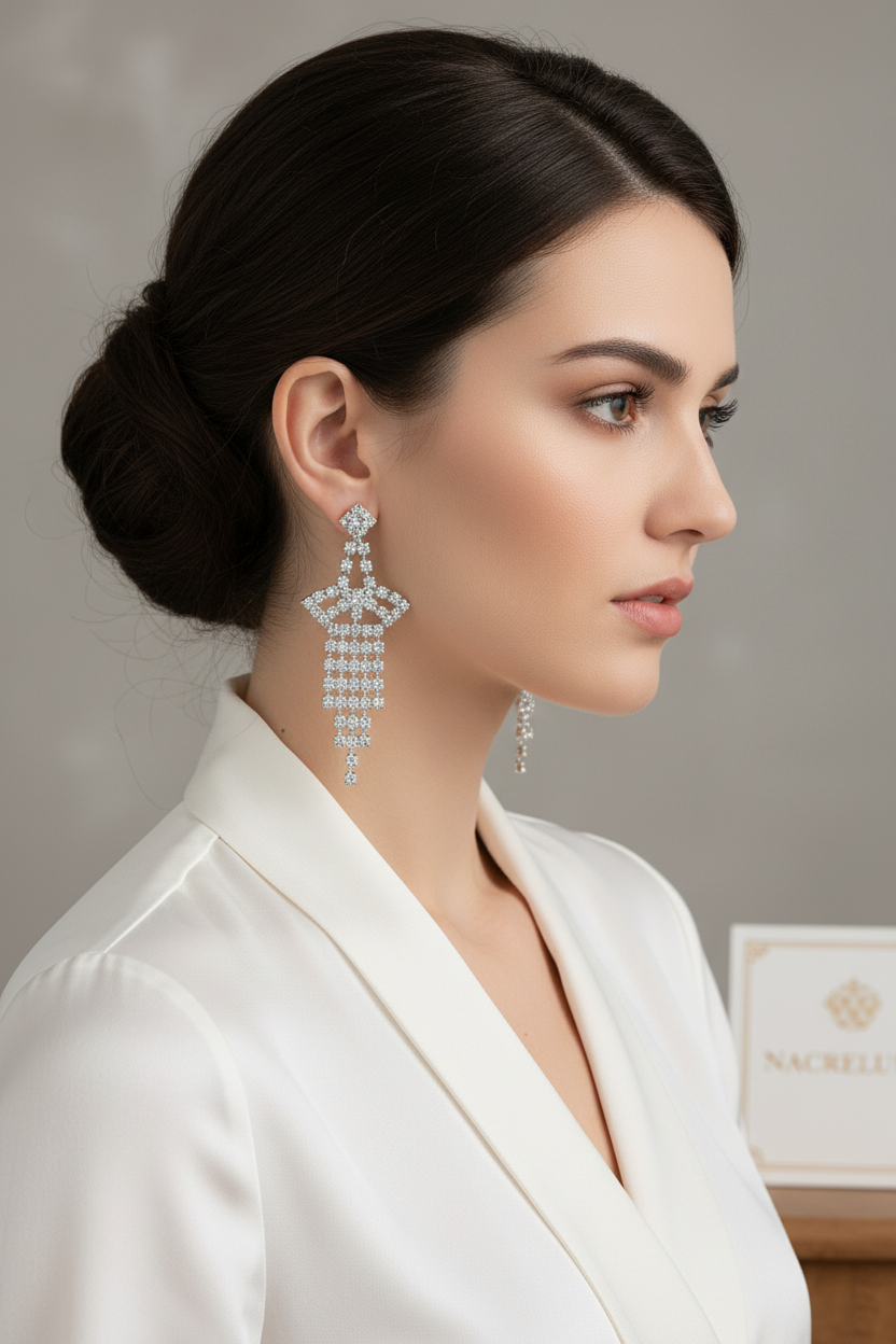 longues boucles d'oreille en strass forme pagode nacrelune.com boucles d'oreille