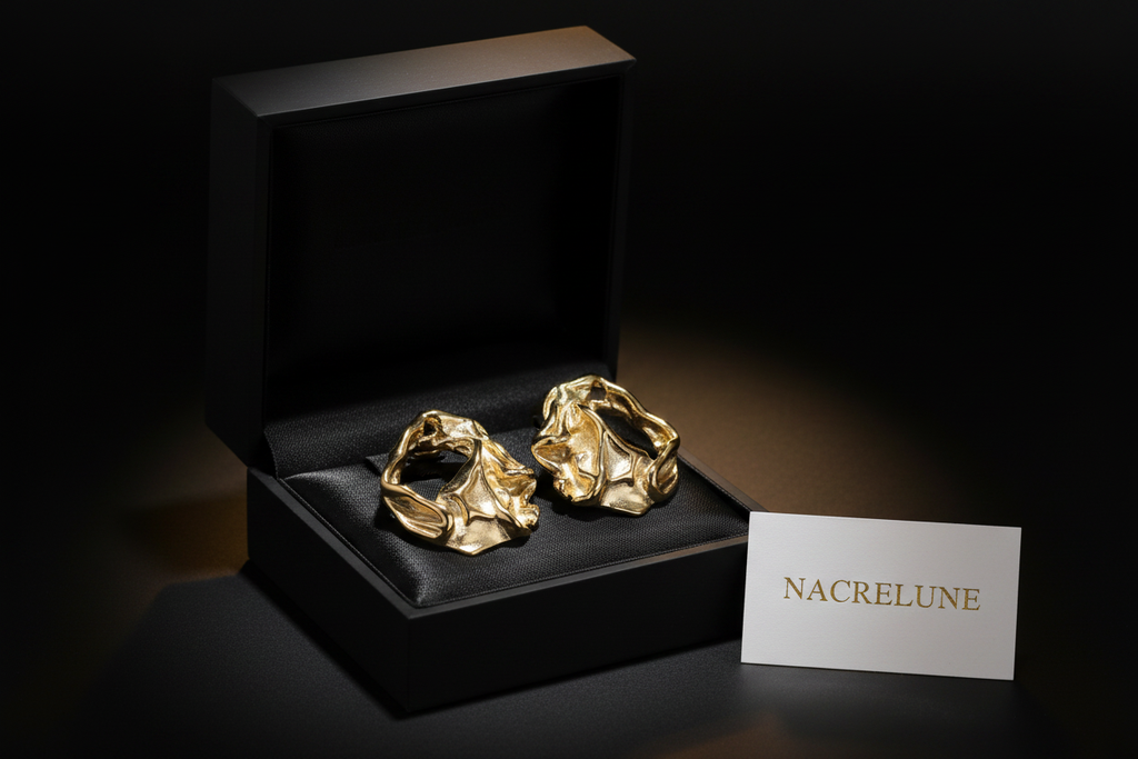 Boucles d'Oreille Organiques Plaqué Or – Forme Sculptée | NACRELUNE NACRELUNE boucles d'oreille
