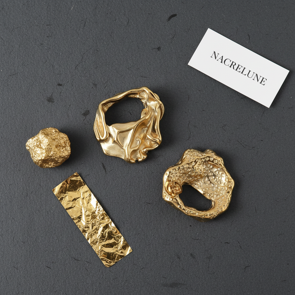 Boucles d'Oreille Organiques Plaqué Or – Forme Sculptée | NACRELUNE NACRELUNE boucles d'oreille