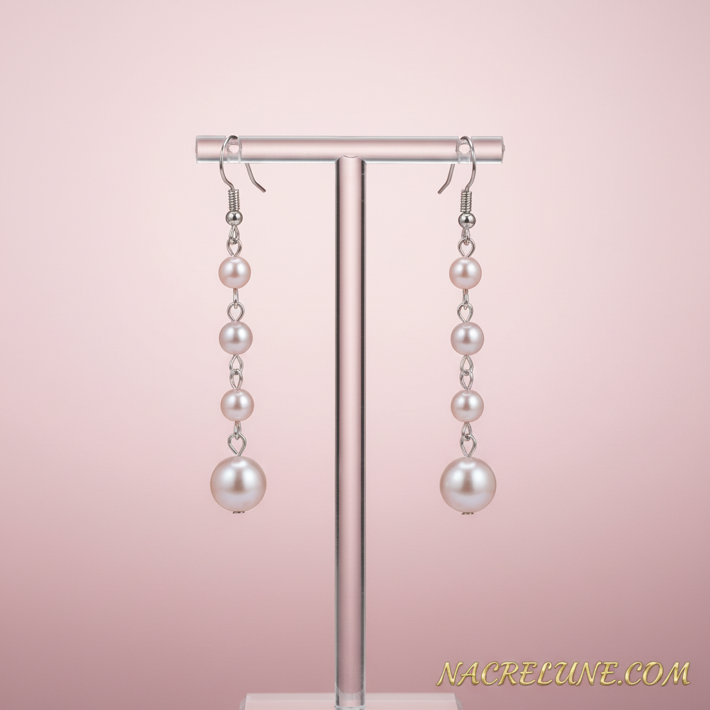 Boucles d’oreille en perles roses NACRELUNE boucles d'oreille