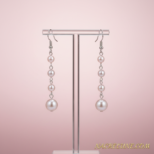 Boucles d’oreille en perles roses nacrelune.com boucles d'oreille