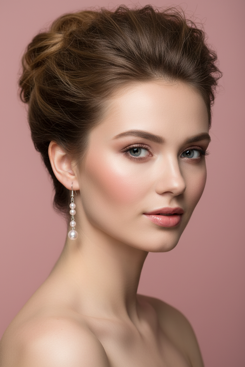 Boucles d’oreille en perles roses nacrelune.com boucles d'oreille