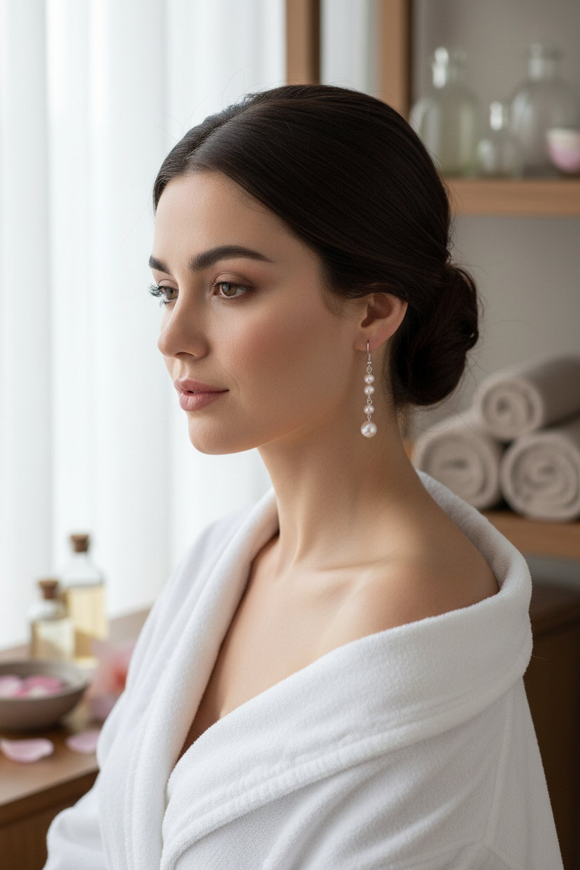 Boucles d’oreille en perles roses nacrelune.com boucles d'oreille