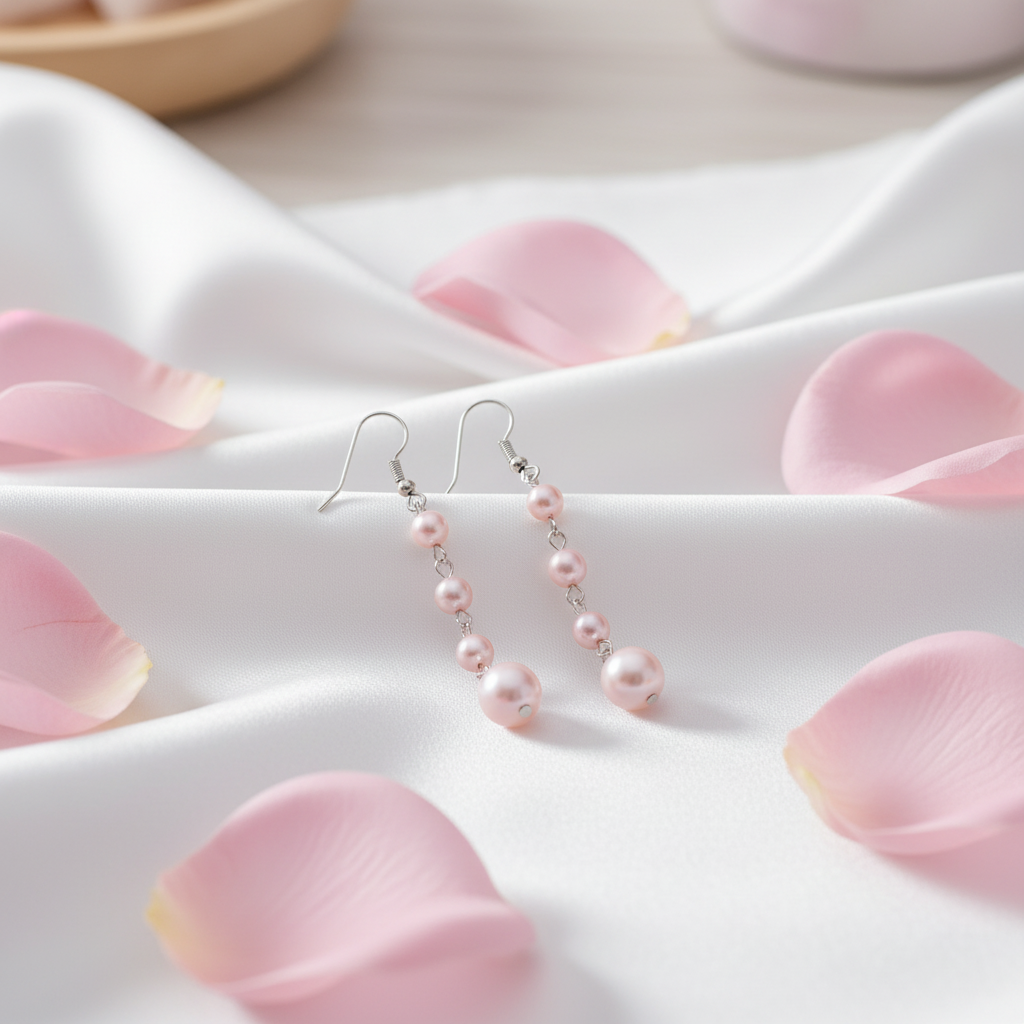 Boucles d’oreille en perles roses NACRELUNE boucles d'oreille