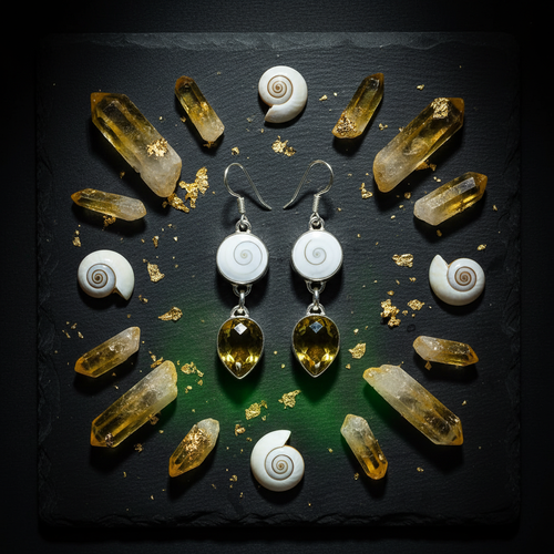 Boucles d'Oreille Argent | Œil de Shiva & Topaze Mystique Vert-Jaune – Nacrelune nacrelune.com boucles d'oreille