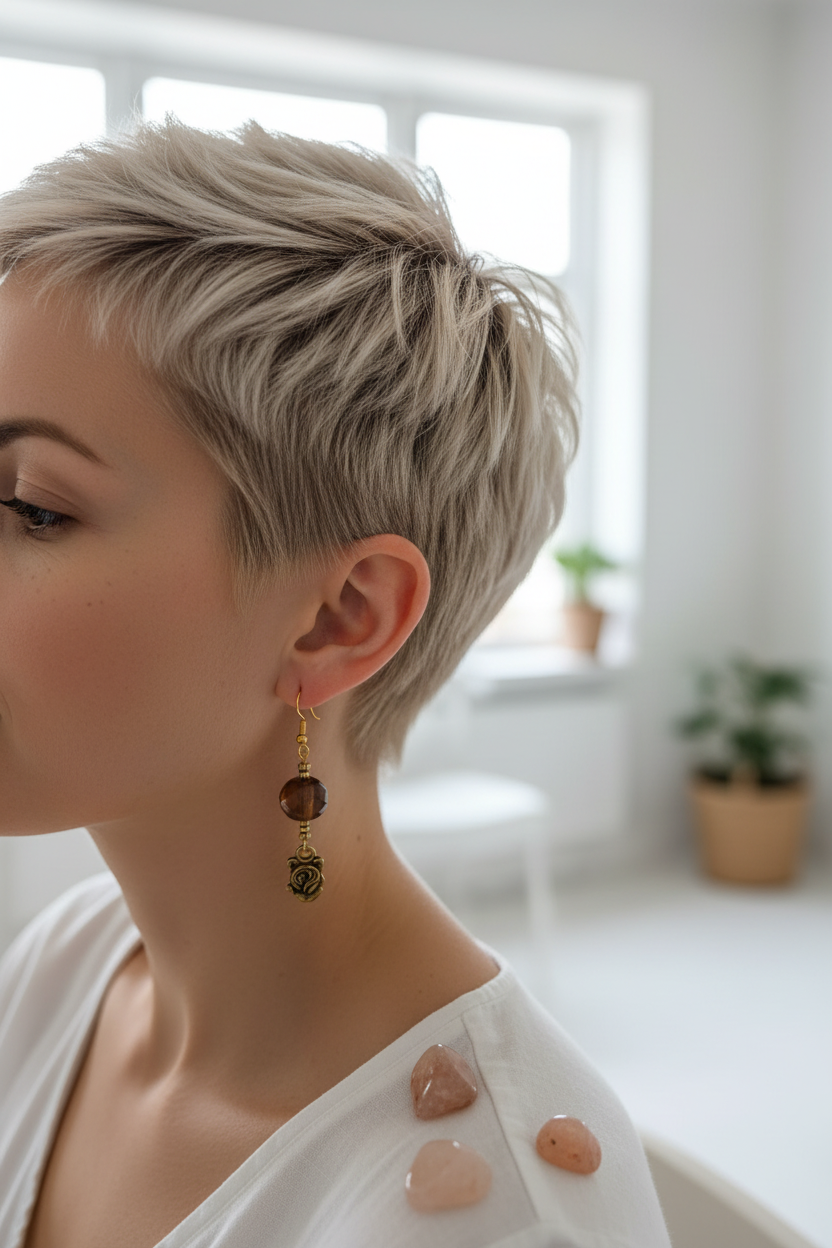 Boucles d'Oreilles Agate Naturelle nacrelune.com boucles d'oreille