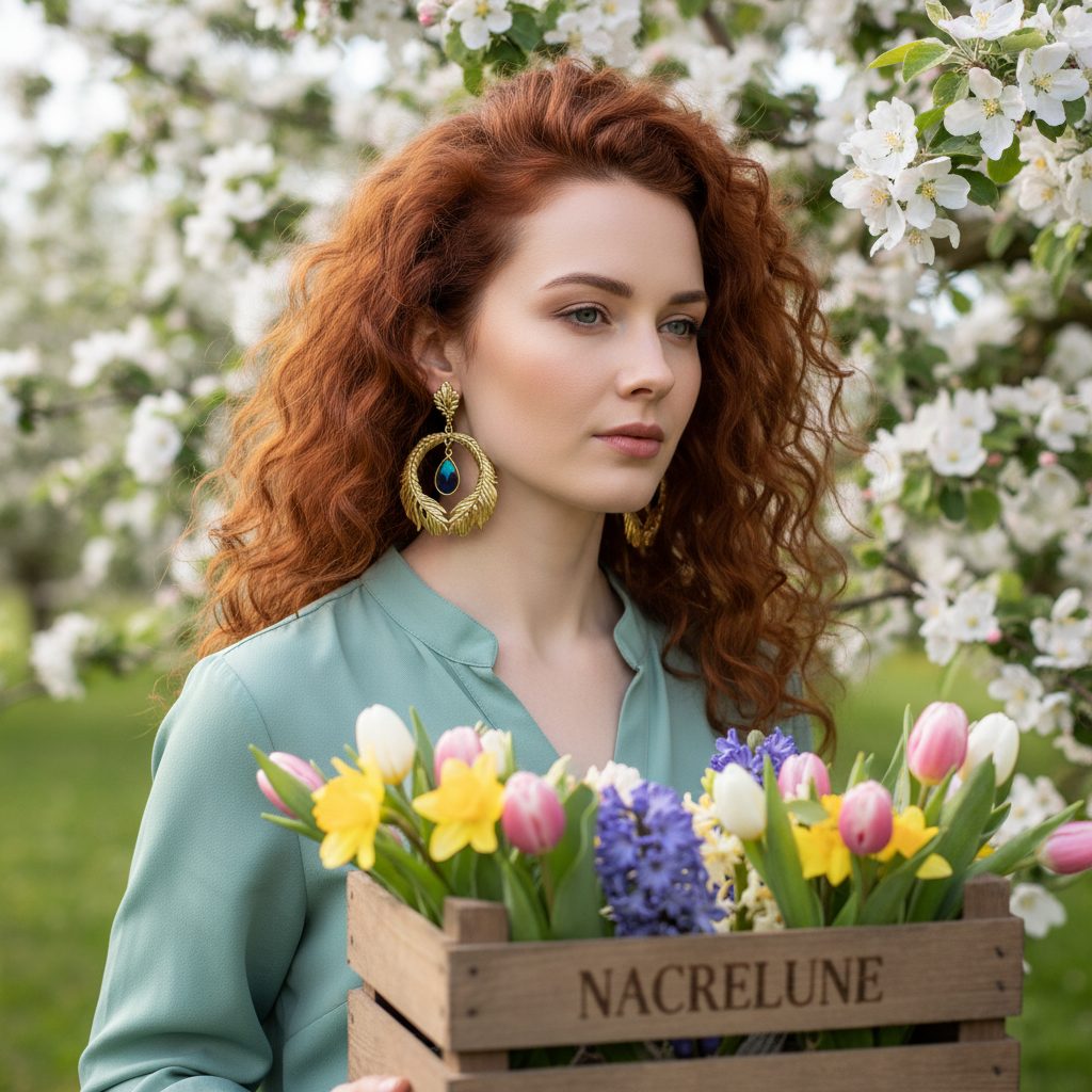 Grandes boucles d'oreille fantaisie en forme de plume de paon nacrelune.com boucles d'oreille