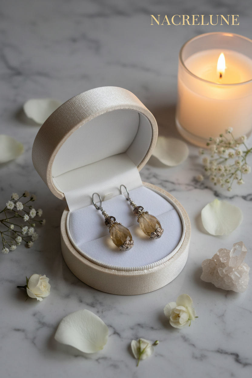 Boucles d'Oreille en Quartz – Pierre Naturelle Cristalline | NACRELUNE NACRELUNE Boucles d'oreille