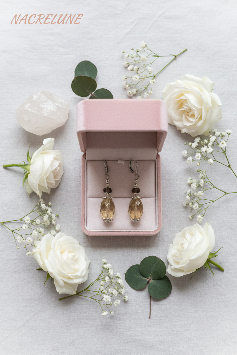 Boucles d'Oreille en Quartz – Pierre Naturelle Cristalline | NACRELUNE nacrelune.com boucles d'oreille