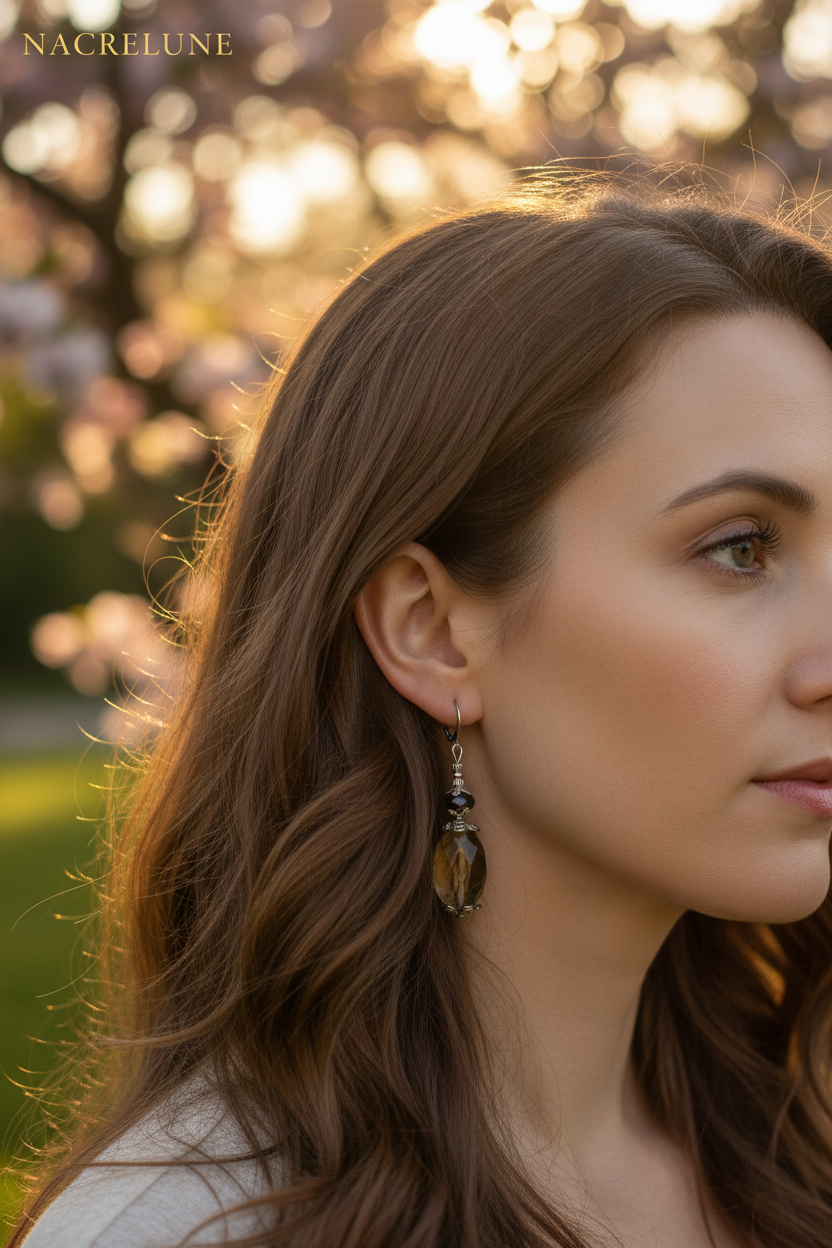Boucles d'Oreille en Quartz – Pierre Naturelle Cristalline | NACRELUNE nacrelune.com boucles d'oreille
