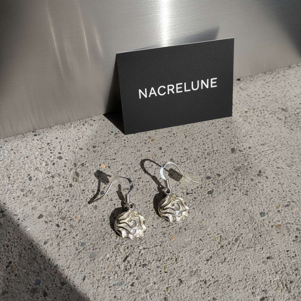 Boucles en argent véritable en forme de rose nacrelune.com boucles d'oreille