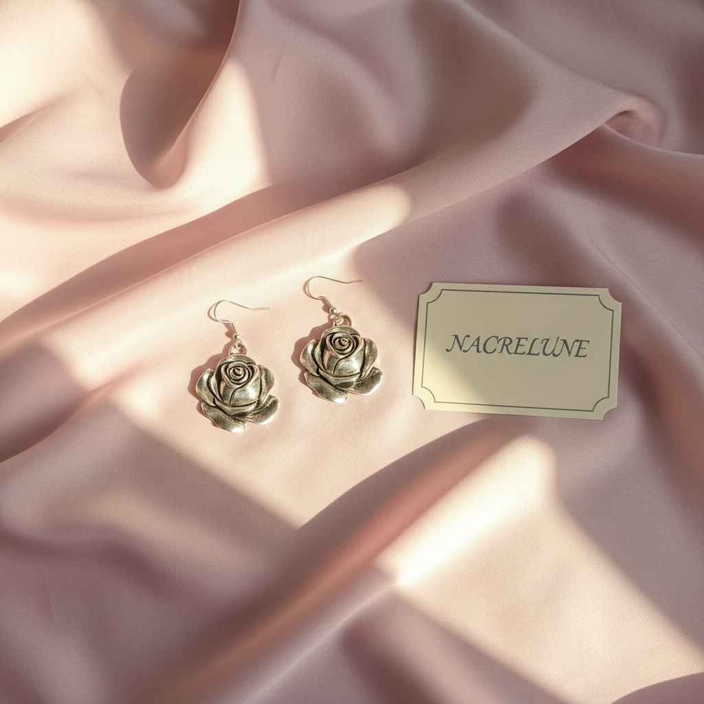 Boucles d'Oreilles Rose nacrelune.com boucles d'oreille