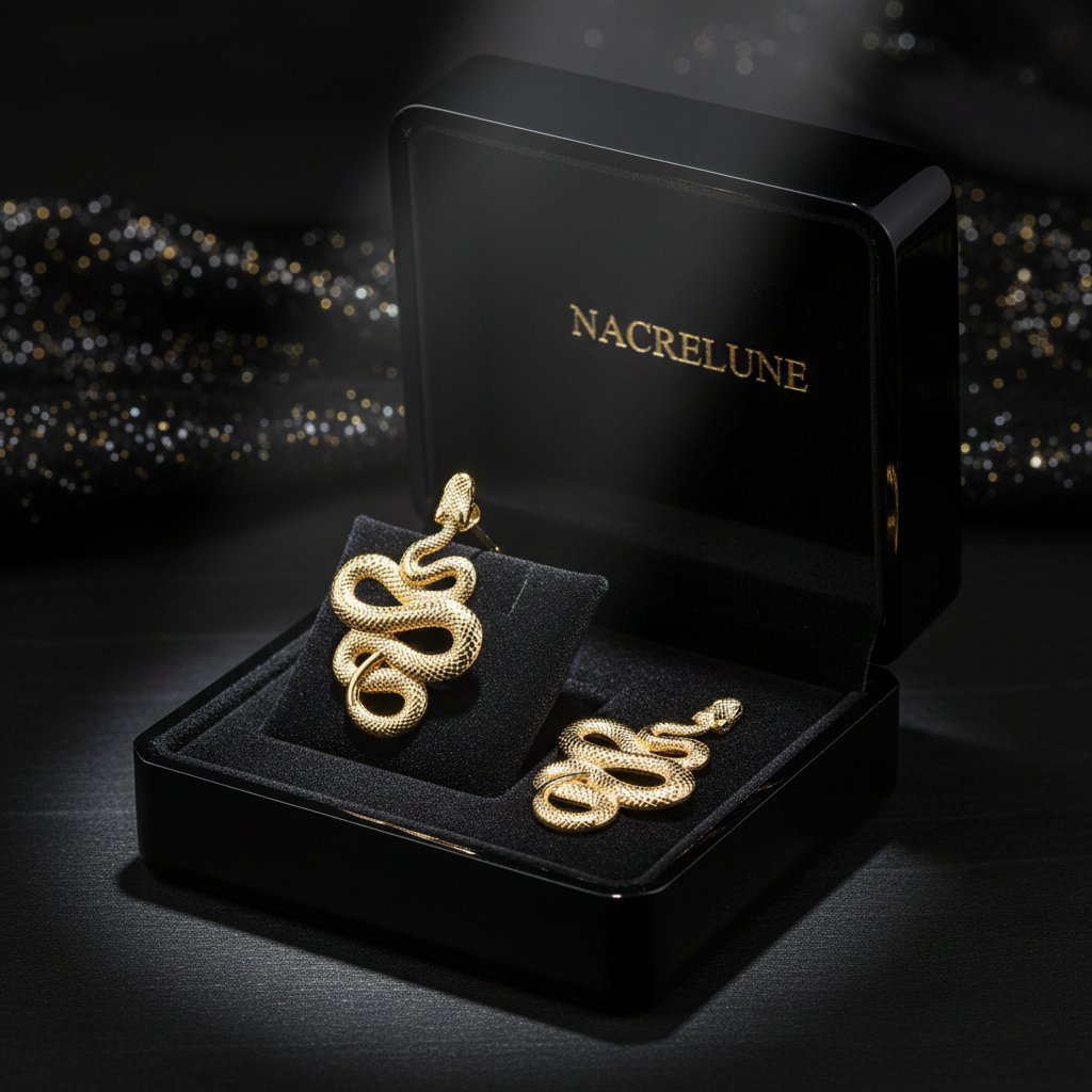 Boucles d'Oreille Serpent Plaqué Or – Bijou Mystique | NACRELUNE NACRELUNE boucles d'oreille